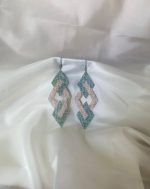 گوشواره میوکی طرح لوزی سه بعدی دو رنگ