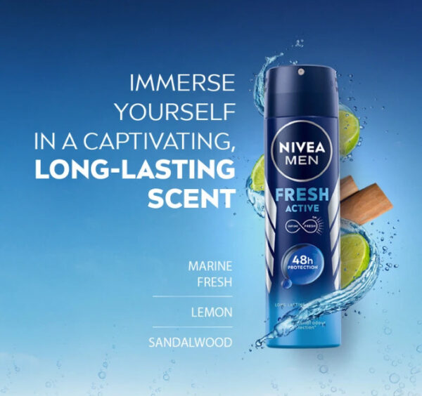 اسپری بدن فاقد الکل مردانه نیوآ Fresh Active Nivea