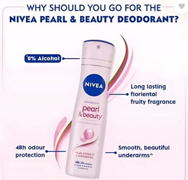 اسپری بدن فاقد الکل زنانه نیوآ PEARL & BEAUTY NIVEA