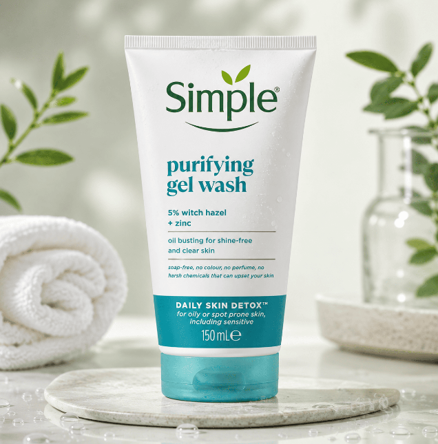 ژل شستشو صورت پوست چرب و مختلط سیمپلSIMPLE purifying gel wash ژل شستشو صورت پوست چرب و مختلط سیمپلSIMPLE purifying gel wash